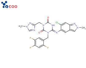 China 1,3,5-Triazine-2,4(1H,3H)-dione, 6-[(6-chloro-2-methyl-2H-indazol-5-yl)imino]dihydro-3-[(1-methyl-1H-1,2,4-triazol-3-yl)methyl]-1-[(2,4,5-trifluorophenyl)methyl]-, (6E)- Manufacturer,Supplier
